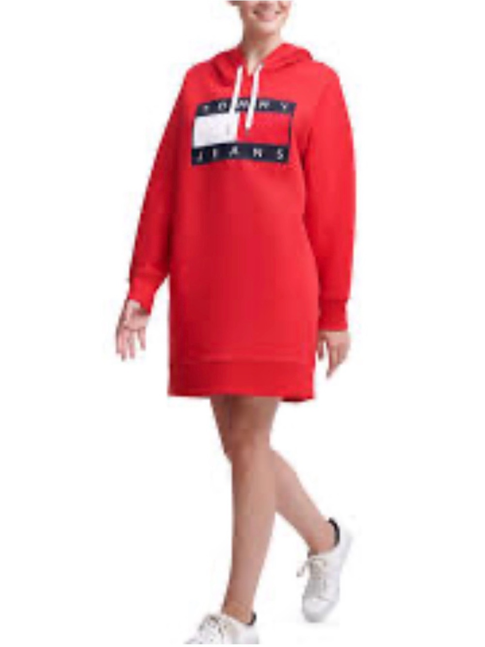 Tommy Hilfiger Red Hoodie Dress Logo Sweatshirt Women’s Size M